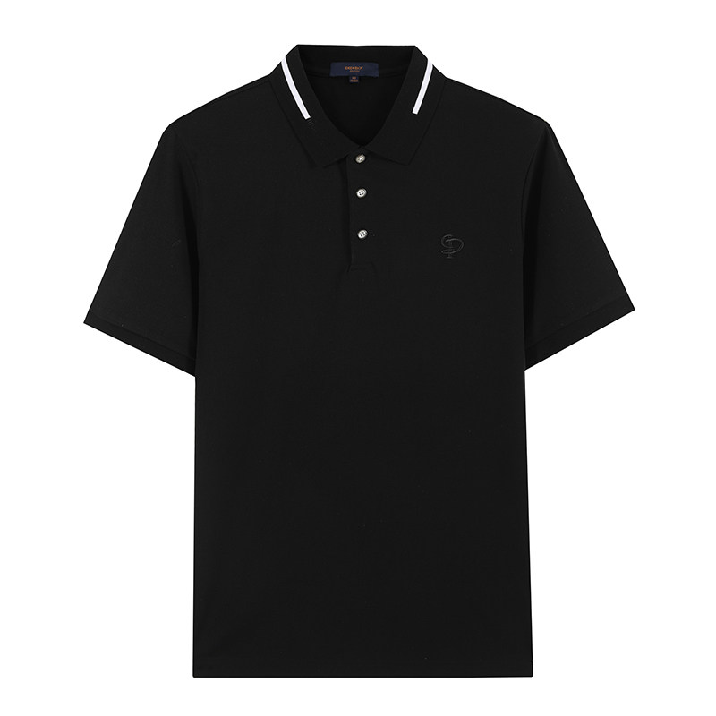 DIDIBOY迪迪博迩夏天男士衣服黑色百搭简约翻领夏季短袖T恤POLO