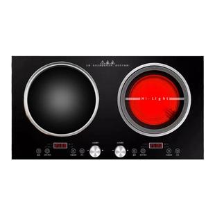 新款双灶电磁炉家用嵌入式双头炉电陶炉一平一凹电磁灶爆炒不桃锅