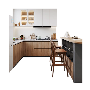 好莱客厨房厨柜整体橱柜定制家用石英石台面全屋定制一体式灶台