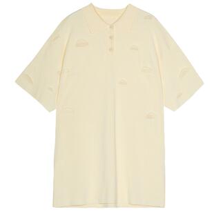 谜底POLO领针织连衣裙短袖2025春款文艺风oversize裙子251MZ0386