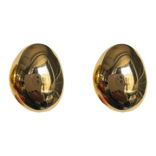 金蛋~欧美素金镜面夸张复古耳环女 高级感网红大耳钉港风中古耳饰