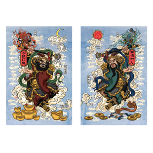 门神守护家宅平安2026马新年画国潮创意秦叔宝尉迟恭防水大号门贴