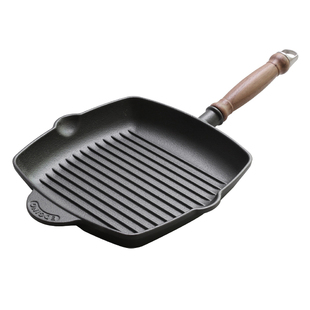 典匠牛排煎锅铸铁锅煎牛扒平底锅无涂层家用条纹煎牛排专用锅26cm