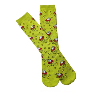 四季款女士高筒袜纯棉卡通时尚可爱女孩长袜子春秋潮款脚底防滑袜