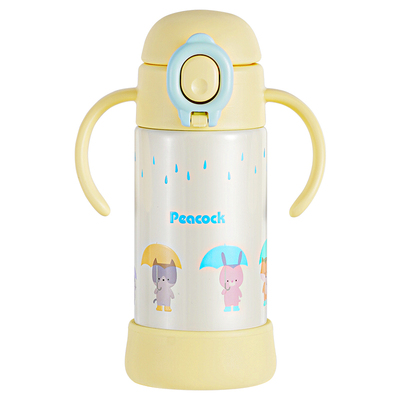 peacock日本孔雀儿童水杯吸管杯婴幼儿学饮杯1-2岁以上宝宝保温杯