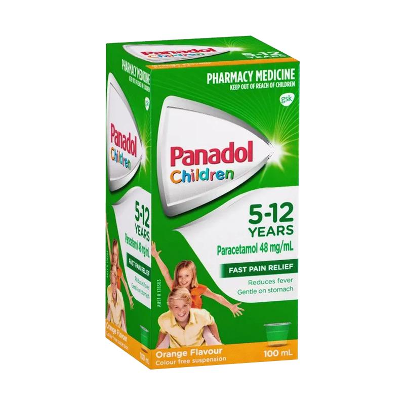 Panadol必理痛香港扑热息痛儿童退烧口服液感冒发热5-12岁100ml