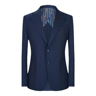 本派高定半麻衬羊毛西装男高级舒适透气那不勒斯半里休闲西服套装