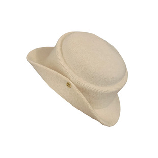法式赫本风优雅白色礼帽女千金风大头围复古羊毛呢显脸小渔夫帽