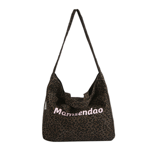 大容量豹纹帆布包包女2026新款时尚慵懒风休闲百搭通勤单肩托特包