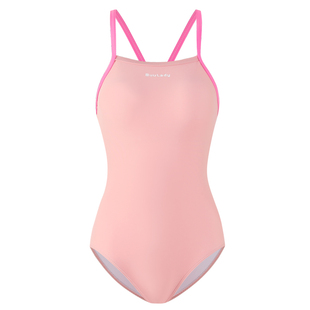 Naga swim泰式设计新款泳衣女士连体竞速保守泡温泉粉色运动泳装