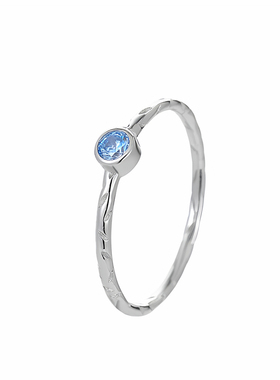 透莎蓝钻双层925纯银戒指女