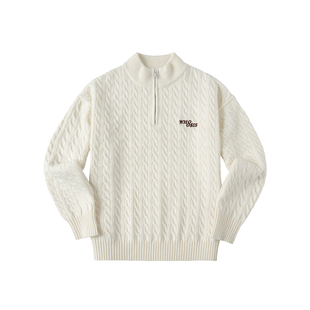 WHOOSIS（不知其名）立领绞花半拉链毛衣秋冬简约百搭cleanfit