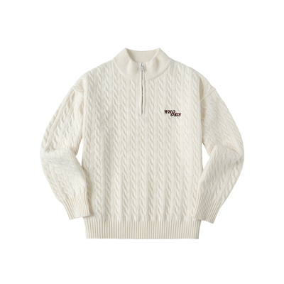 WHOOSIS（不知其名）立领绞花半拉链毛衣秋冬简约百搭cleanfit