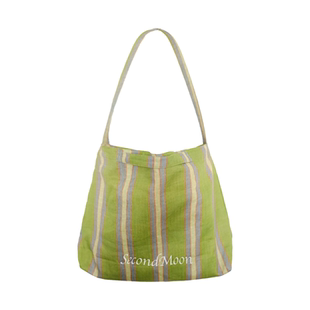 SecondMoon法国雨露麻条纹手拎单肩斜挎包