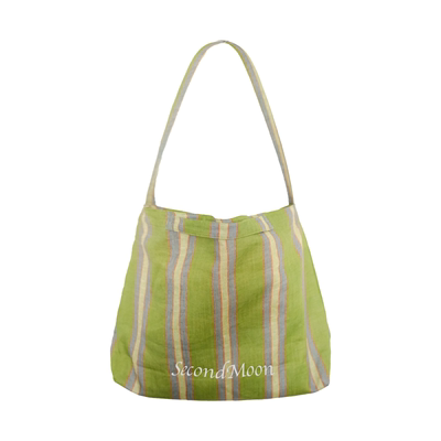 SecondMoon法国雨露麻条纹手拎单肩斜挎包