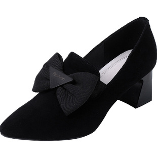 超软羊皮大码女鞋41一43中跟磨砂单鞋粗跟显脚小好看又舒服的鞋子