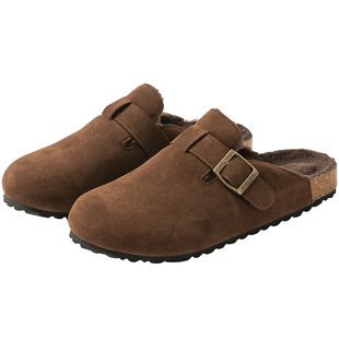 男士秋冬季软木勃肯可调节包头棉拖鞋外穿加绒保暖一脚蹬平底百搭