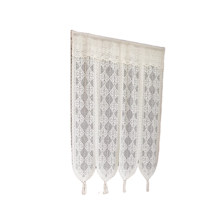 纯棉线钩织门帘玄关走廊隔断帘布艺成品防蚊半帘免打孔伸缩杆定制