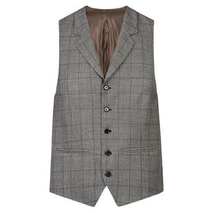 callisto卡利斯特男四季款羊毛西装领格纹时尚修身西服马甲背心