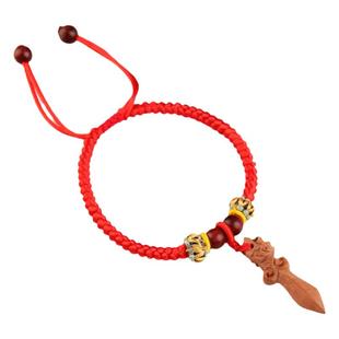 小桃木剑手链手串成人随身携带婴儿挂件脚链斧子宝宝儿童小孩红绳