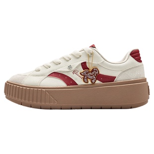 松饼|乔丹红色T头鞋厚底德训鞋女板鞋商场同款2026年春季款运动鞋