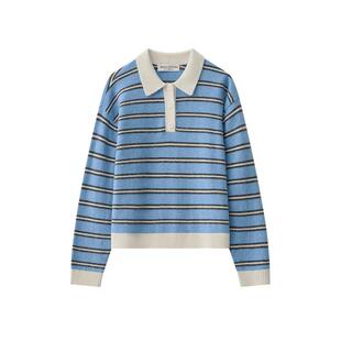 【自营】Marc O'Polo2025秋季新款翻领撞色毛织套头衫女条纹毛衣