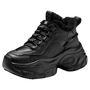 星期六加绒厚底老爹鞋女款2025新款女鞋冬季增高小白鞋保暖运动鞋