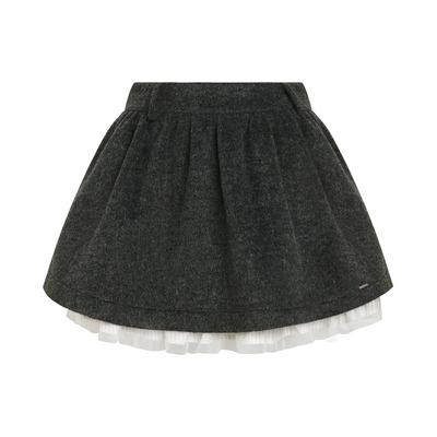 羊毛混纺网纱拼接蛋糕A字短半裙