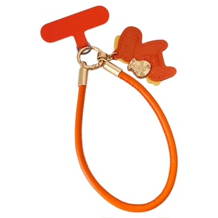 高端小马手机挂绳垫片皮质手腕绳马年招财福袋吊坠短款手绳简约百搭皮绳腕带钥匙扣挂件包包红色链防丢男女壳