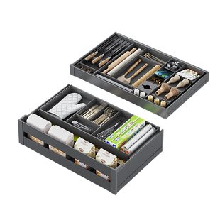 酷太拉篮厨房橱柜双层抽屉式综合工具抽烘焙抽拉篮厨房收纳设计