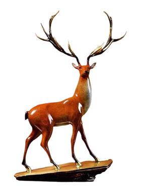 黄铜一鹿高升2025新品摆件新中式客厅玄关办公室家居装饰