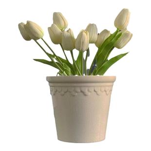 外贸花盆浮雕罗马透气陶盆复古做旧ins风文艺简约大口径冰裂釉盆