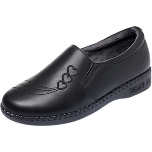 中老年妈妈鞋皮鞋真皮软底单鞋秋冬款春季奶奶鞋子大码女鞋老人鞋