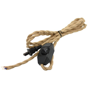 复古实木头台灯落地灯麻绳开关电线带双扁插头国标0.75平方电源线