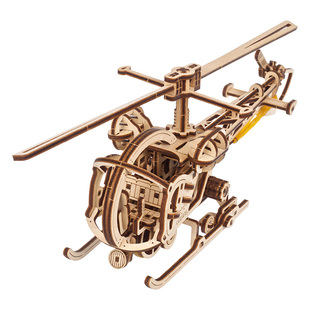 UGEARS3D木质拼图城市直升飞机模型航模拼装积木拼图男孩生日礼物