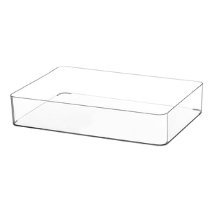 加大长款40公分透明盒子窄长条方形收纳盒宽15cm装水不漏抽屉整理