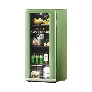大宇冰吧家用小型客厅饮料柜透明复古冰箱国补一级能效风冷藏133L