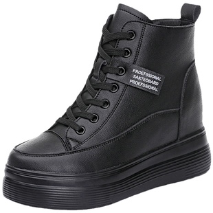 香港真皮短靴内增高8cm马丁靴英伦风2025爆款新款厚底小个子女靴