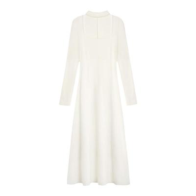 挂脖连衣裙女双面厚实磨毛