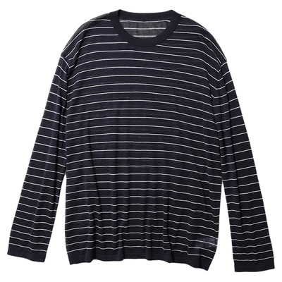 TANG TOWN灵动/简约/轻松 裸感软垂/醋酸棉轻薄细条纹空气面膜T恤