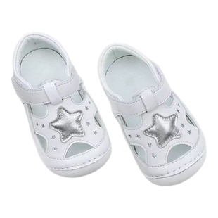 美格新宝宝学步鞋羊皮幼童稳步软底防踢防滑魔术贴包头真皮凉鞋