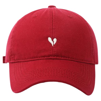 FREE RABBIT爱心刺绣软顶大头围优质棉鸭舌帽男女同款百搭情侣款