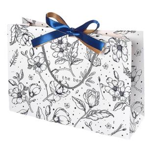 英文字母大中小号法式繁花字袋子现货原创礼物袋硬纸壳服装手提袋