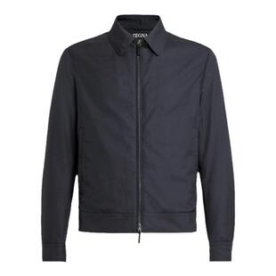 ZEGNA杰尼亚男装海军蓝羊毛及桑蚕丝拉链短夹克外套