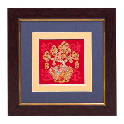 摇钱树摆件招财挂画礼盒