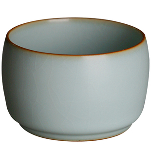 青澹汝窑茶杯功夫主人杯单杯手工品茗杯小号景德镇陶瓷茶具礼盒装