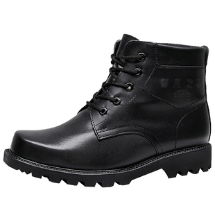 冬季靴男防寒棉鞋加绒保暖户外工作靴保安工装短筒皮靴雪地靴黑色