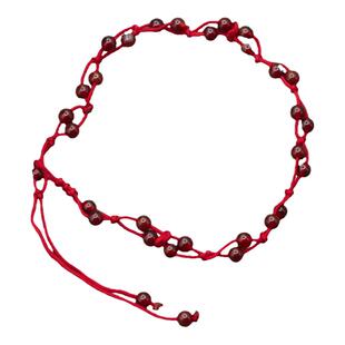 简约圆珠红绳编织脚链本命年女士可调节平安脚腕配饰闺蜜礼物