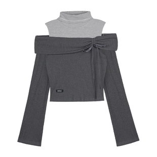 SagiDolls少女斗志 #初雪告白#浪漫温柔纯欲一字肩假两件针织上衣