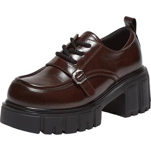 百思图秋商场新款复古英伦风牛津鞋厚底增高女深口单鞋CV180CM5